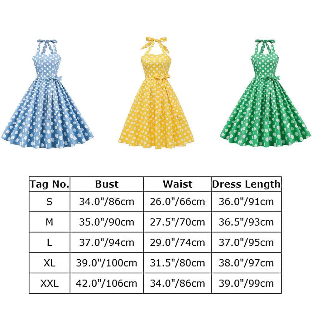 IMEKIS Femmes Années 1950 Vintage Une Ligne Licou Cou Robe à Pois sans Manches Cocktail Soirée Rétro Balançoire Robe Longueur Au Genou Fête de Mariage Robe de Bal