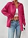 Button Down Blouse Tops for Women Long Sleeve Collared Office Elegant Shirt Trendy Spring Fall Fashion Outfits (Rose Red,Small)