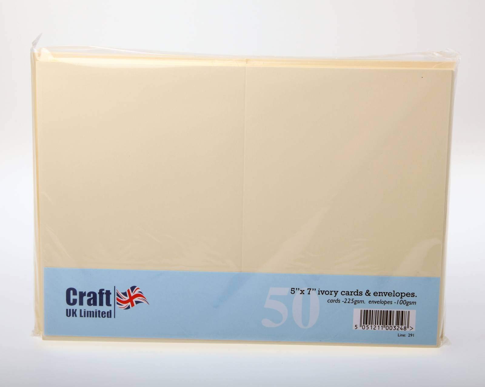 Crafts UK 386 291 50 Card and Envelopes, Ivory, 5 x 7-Inch