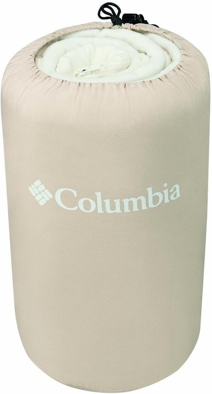 Columbia Sportswear Indoor-Outdoor Warm & Cozy Soft Fleece Throw Blanket – Zippered Pocket – Water Repellent Fabric & Carry Storage Bag – 50” x 60” - Taupe/Ivory