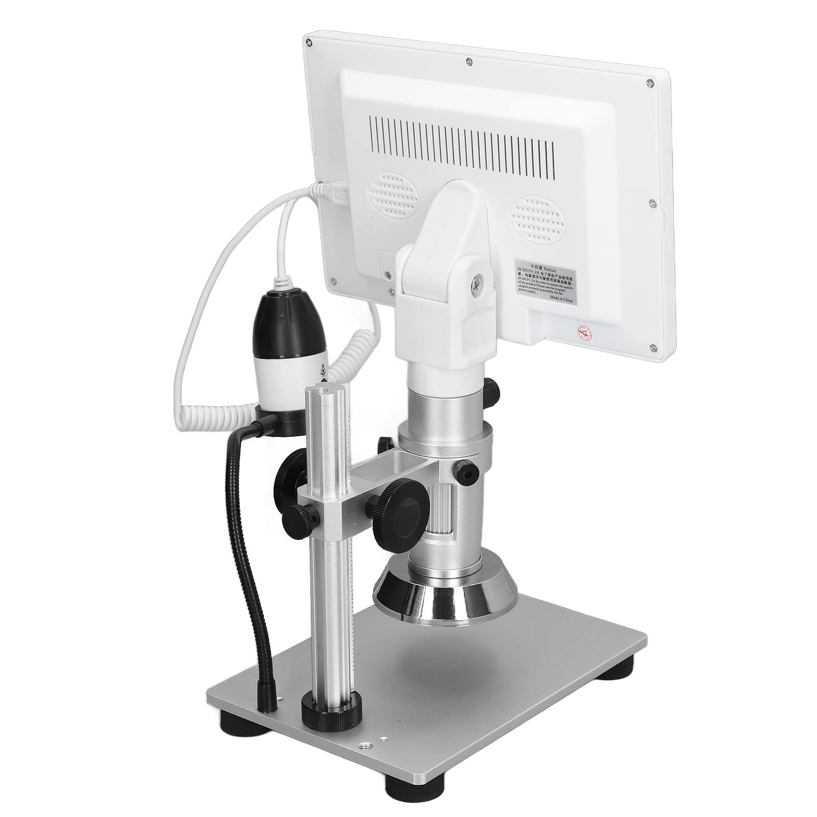 Hyuduo Microscopio Digital, Microscopio Industrial de Acero Inoxidable ABS, Pantalla IPS de 2 MP y 7 Pulgadas, Zoom de 5X a 53X, Medición de Foto y Video para Soldar Reparación de Joyas con Monedas