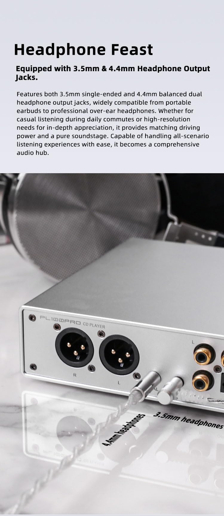 SMSL PL100 PRO wielofunkcyjny odtwarzacz CD, 2 x wysokiej klasy chipy DAC CS43131, obsługuje bezstratne odtwarzanie MQA z pilotem zdalnego sterowania (czarny)