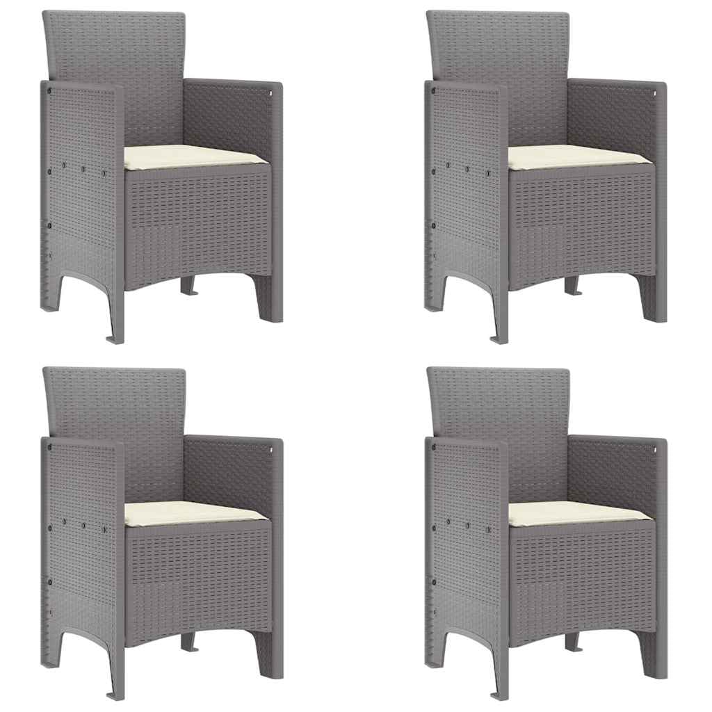 Juego de comedor de jardín de 5 piezas, color gris claro, con 4 sillas y mesa, muebles de terraza resistentes a la intemperie para balcón y jardín, para acogedoras comidas Al-Fresco