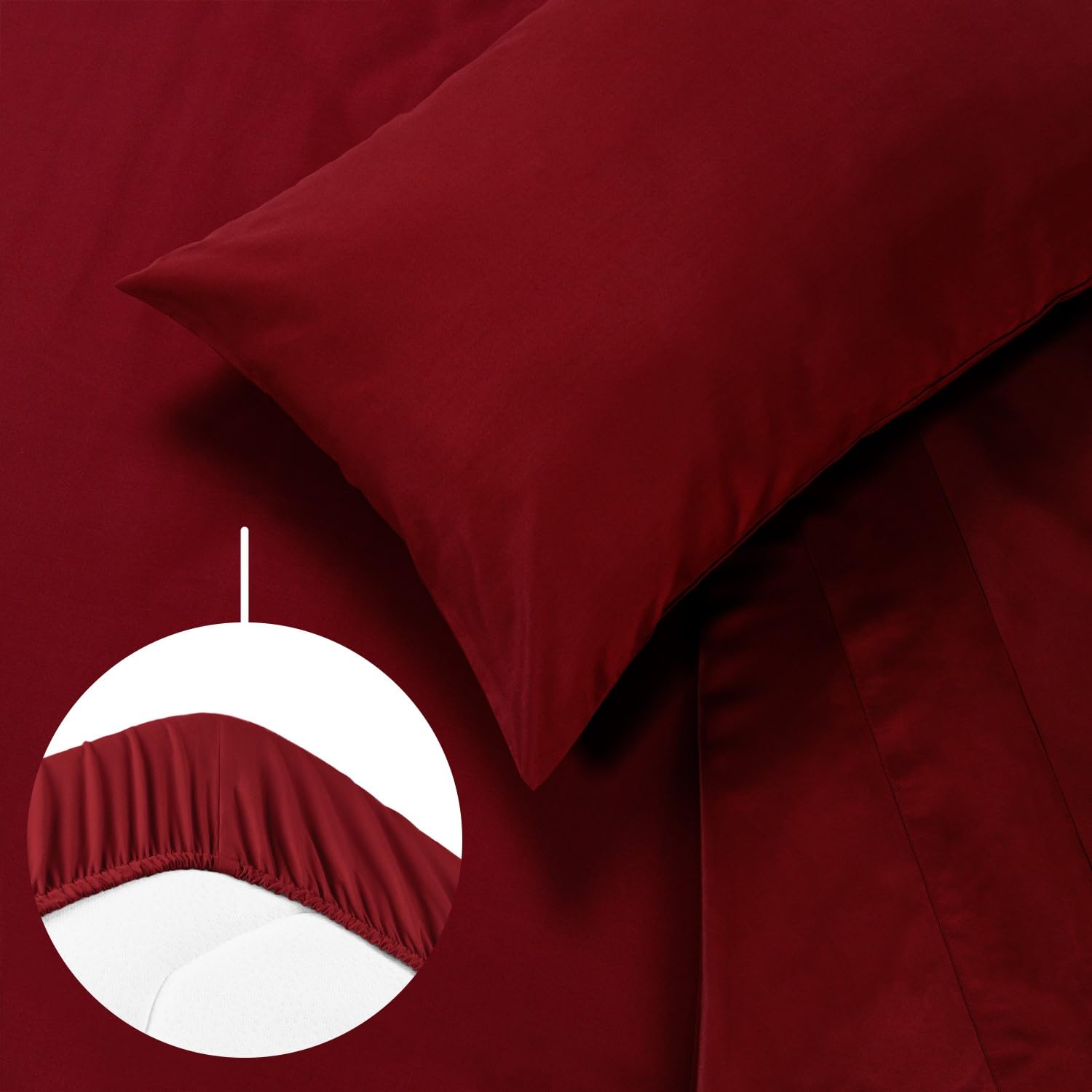 Blumtal Completo lenzuola matrimoniali 3pz - completo letto matrimoniale certificato OEKO-TEX - lenzuolo con angoli 180x200x30cm + lenzuolo 280x275cm + federa cuscino 50x80cm in microfibra - in rosso