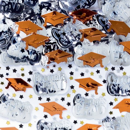 Amscan Embossed Metallic Confetti, 2.5 Oz, Orange