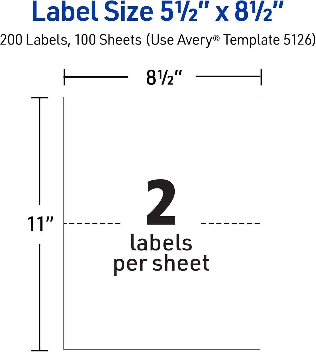 Avery Half-Sheet Printable Shipping Labels, 5.5" x 8.5" Customizable Stickers, White, 200 Blank Mailing Labels, Great for Mailing, Shipping, Organizing, and More (5126) - Image 5
