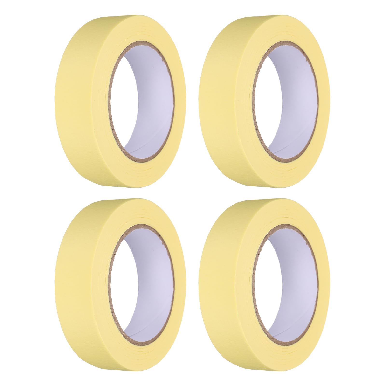 sourcing map 4pcs 30mm x 50 m Colored Masking Tape Universal Crepe Paper Colorful Masking Painter Tape for Art Drawing DIY Handcraft Labeling Sealing, Yellow โ image 1