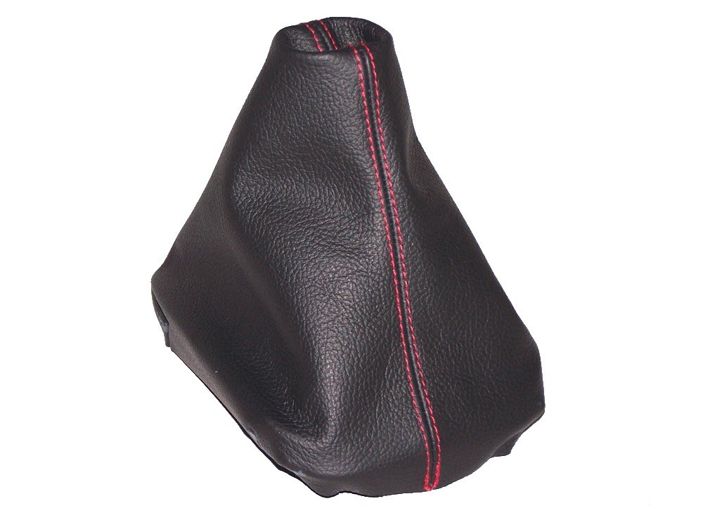 SHIFT BOOT BLACK LEATHER RED STITCHING MADE FOR VOLKSWAGEN POLO 9N 9N2 2002-2008