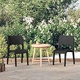 CKioict Silla apilable para balcón, terraza, jardín, 2 unidades, polipropileno antracita, adecuado para balcones, césped, jardines