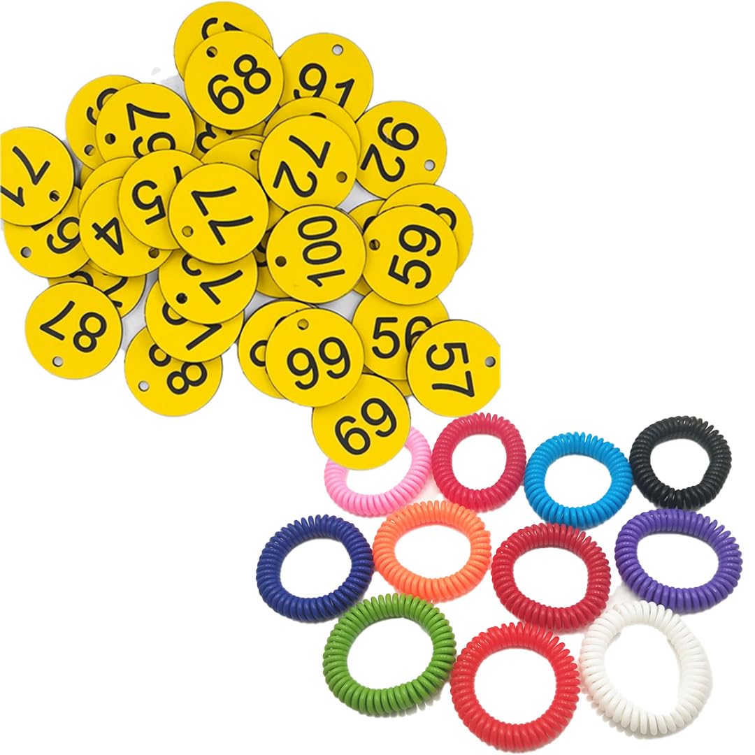 Amazon | TOMMYFIELD 番号札 プラスチック ロッカー 札 カラビナ ゴム