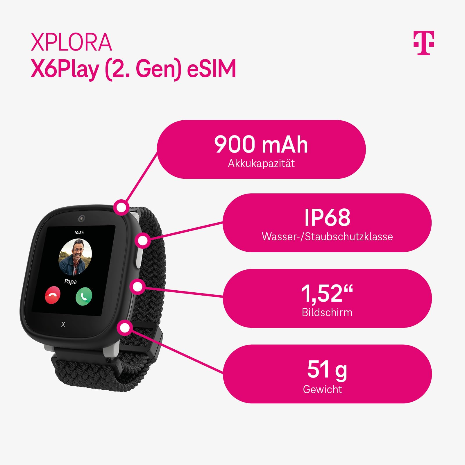 Xplora X6 Play eSIM Smartwatch für Kinder mit GPS-Tracker & SOS-Taste I inkl. Mix & Match Wechselzubehör I leistungsstarke Kids Watch mit Kamera & Schrittzähler I Telefonuhr inkl. Handy App für Eltern