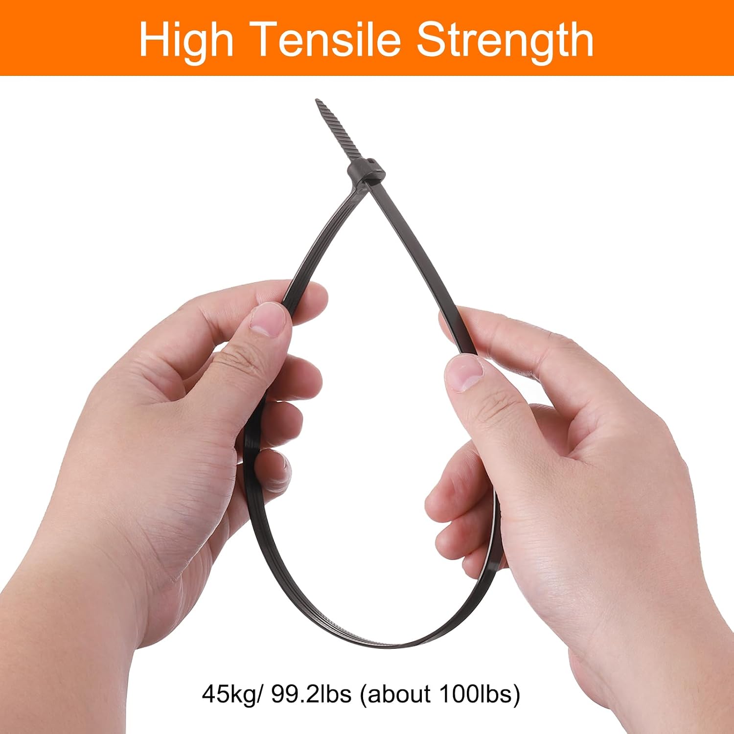 MECCANIXITY Cable Zip Ties 5/16 Inch, 100 Pcs 16 Inch Metal Tooth Self-locking Wire Ties for Cord Management Indoor Outdoor, Tensile Strength 100 lbs, Black