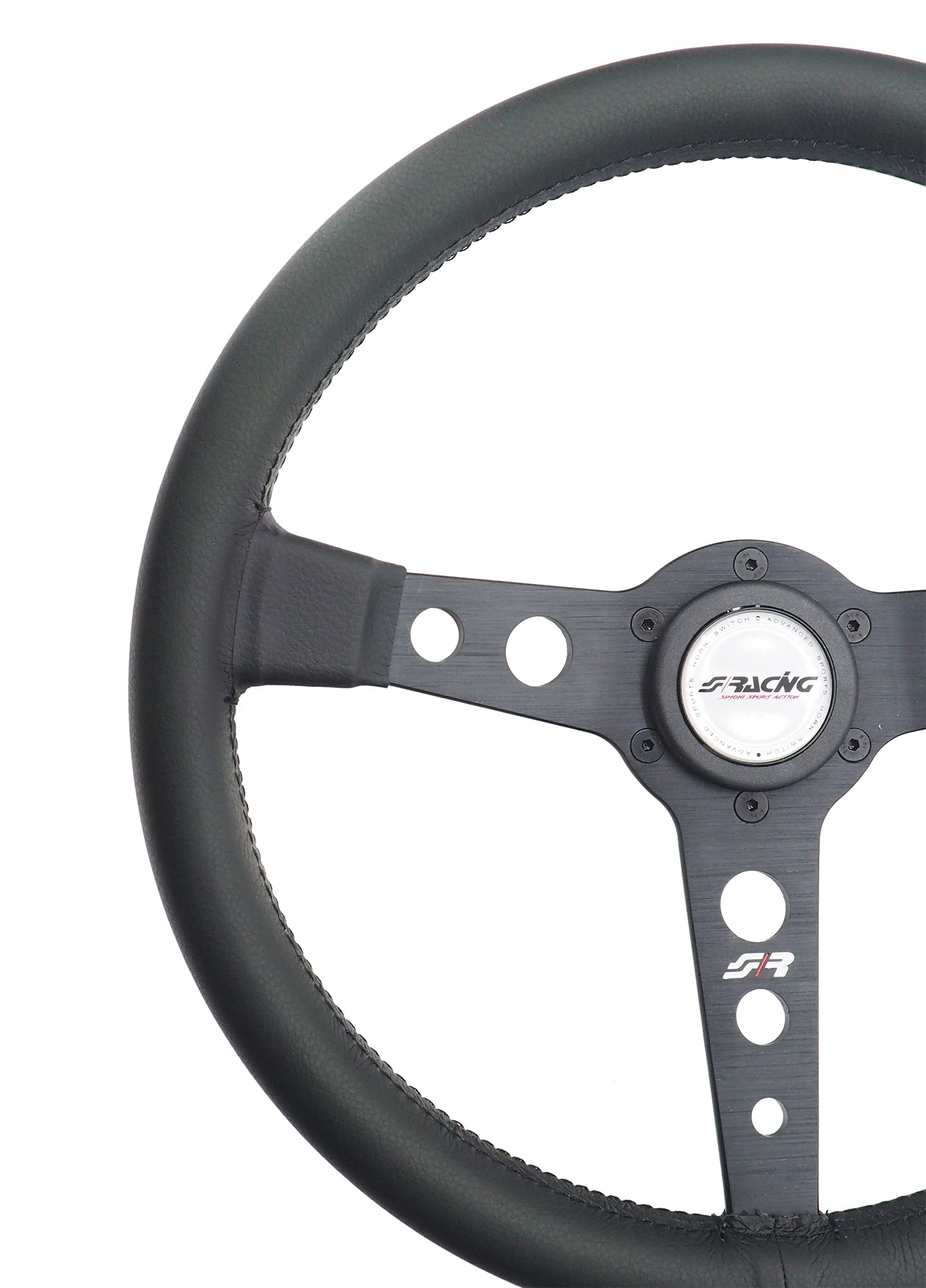 SIMONI RACING Grinta Volante Universale in Eco Pelle Nera Raze in Alluminio Nero