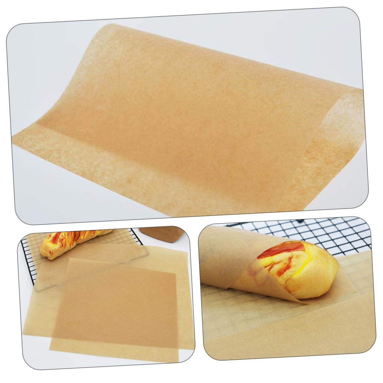 ERINGOGO 100 pièces Papier Cuisson Prédécoupé Non Blanchi Papier Antiadhésif Résistant Haute Température pour Cuisson Barbecue Pâtisserie et Grillades Cuisine