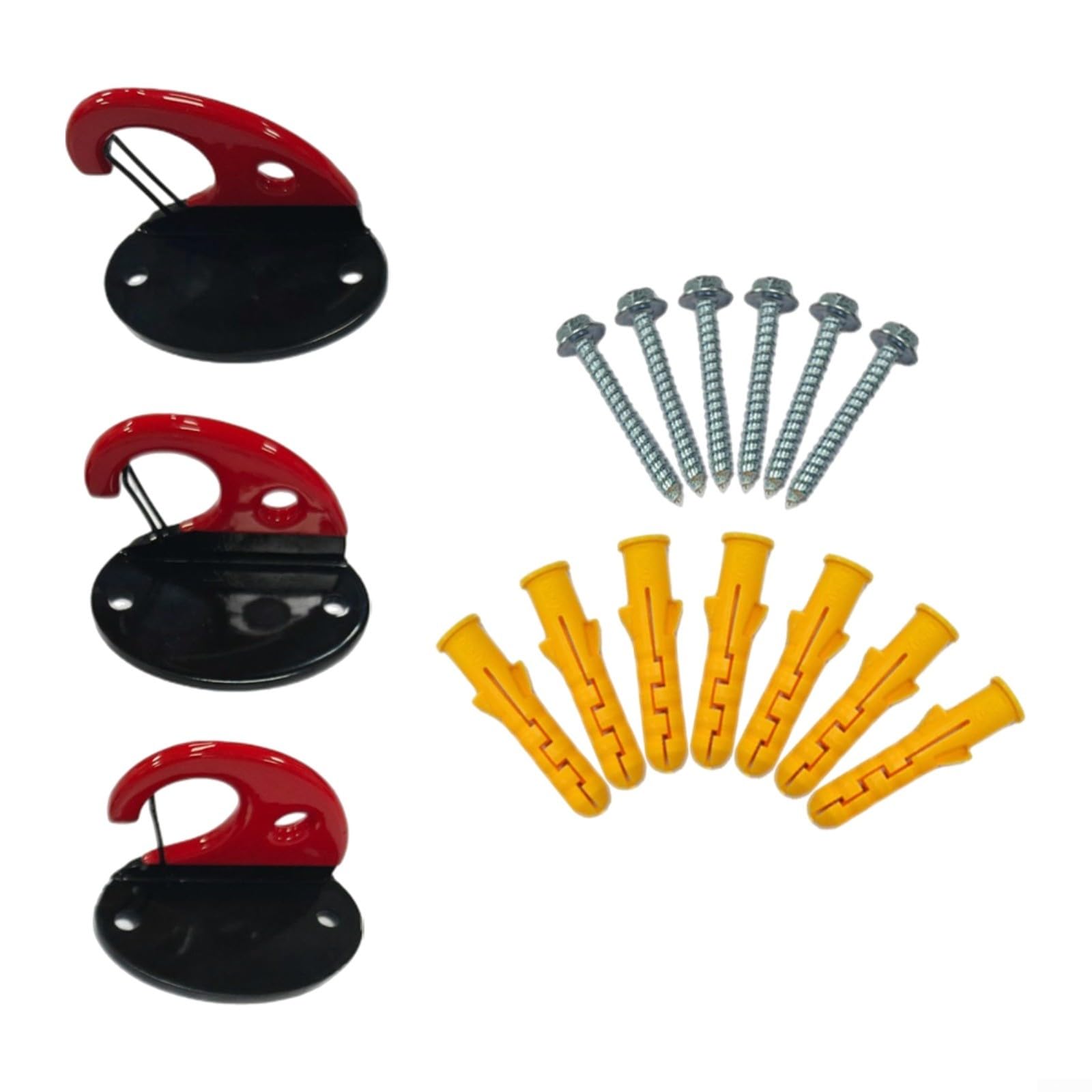 Lot de 3 ancrages muraux pour bande de résistance pour studio de yoga, crochets muraux en fer, limite de 362,9 kg, rouge et noir