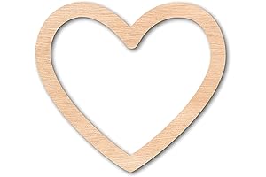 1/4 Inch Thick, 5” Unfinished Wood Heart Border Silhouette - Hollow Heart...