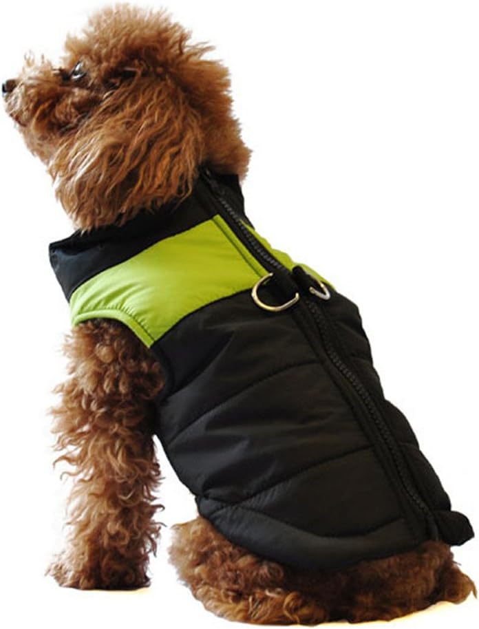 ubest Waterproof Dog Coats with DRing Warm Padded Puffer Vest Green