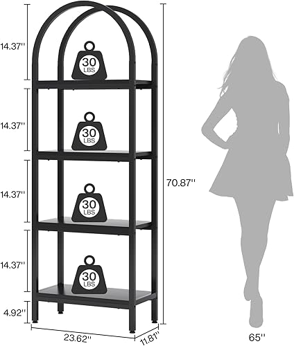 Miniatura 2 de Tribesigns Estantería abierta de 4 niveles, estantería industrial arqueada de 71 pulgadas con marco de metal, estante de almacenamiento de granja