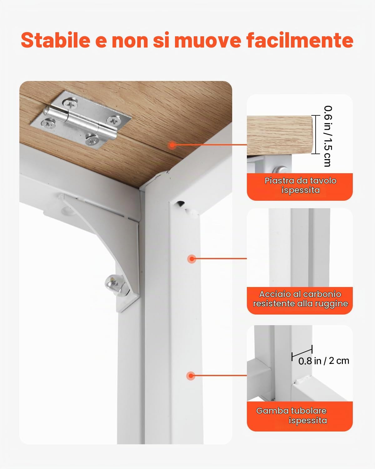 VEVOR Scrivania Pieghevole, Tavolo Piccolo da 80 cm, Tavolo per Computer, Robusto Pannello di Particelle con Ganci Portaoggetti, Postazione di Lavoro per Ufficio Domestico, Facile da Montare, Rovere