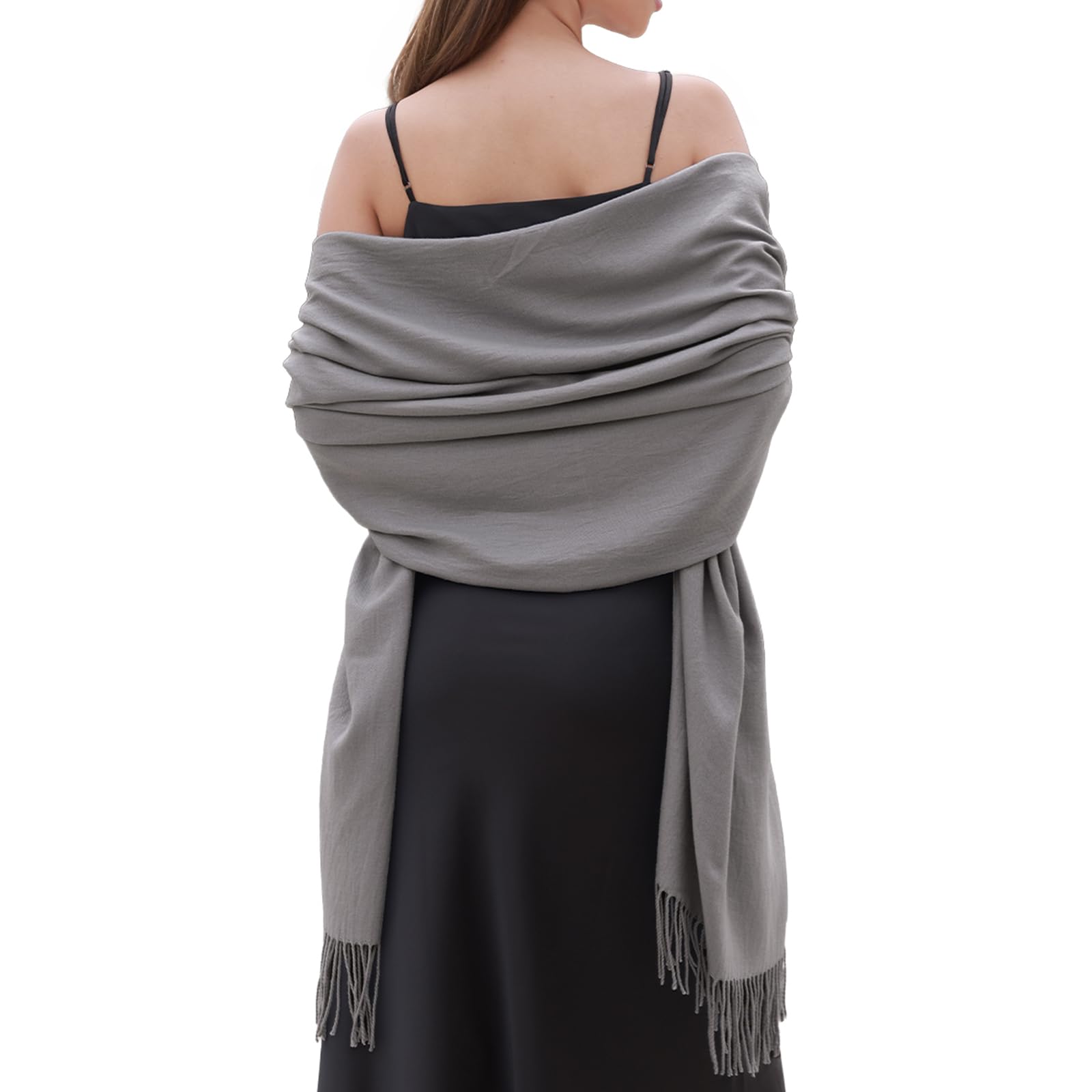 Riiqiichy Women's Grey Pashmina Shawls And Wraps For Wedding Winter Scarf