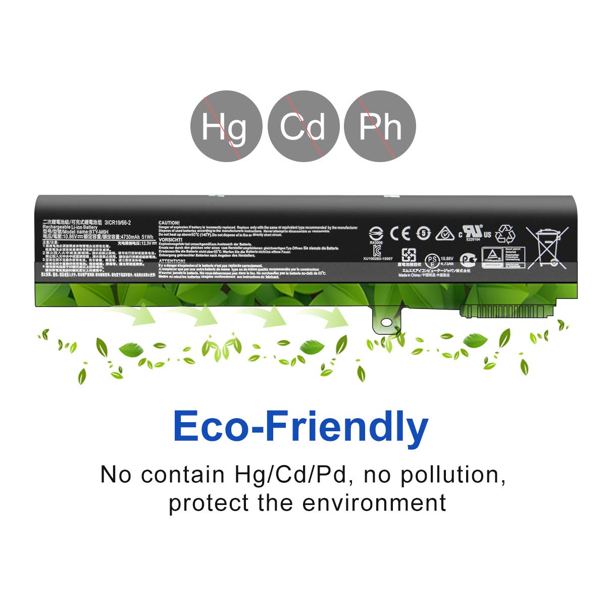 Batteria Green Cell BTY-M6H 4400mAh Per MSI GE62 GE63 GE72 E Molti Altri – 6 Celle, 48Wh, Sostituzione Originale