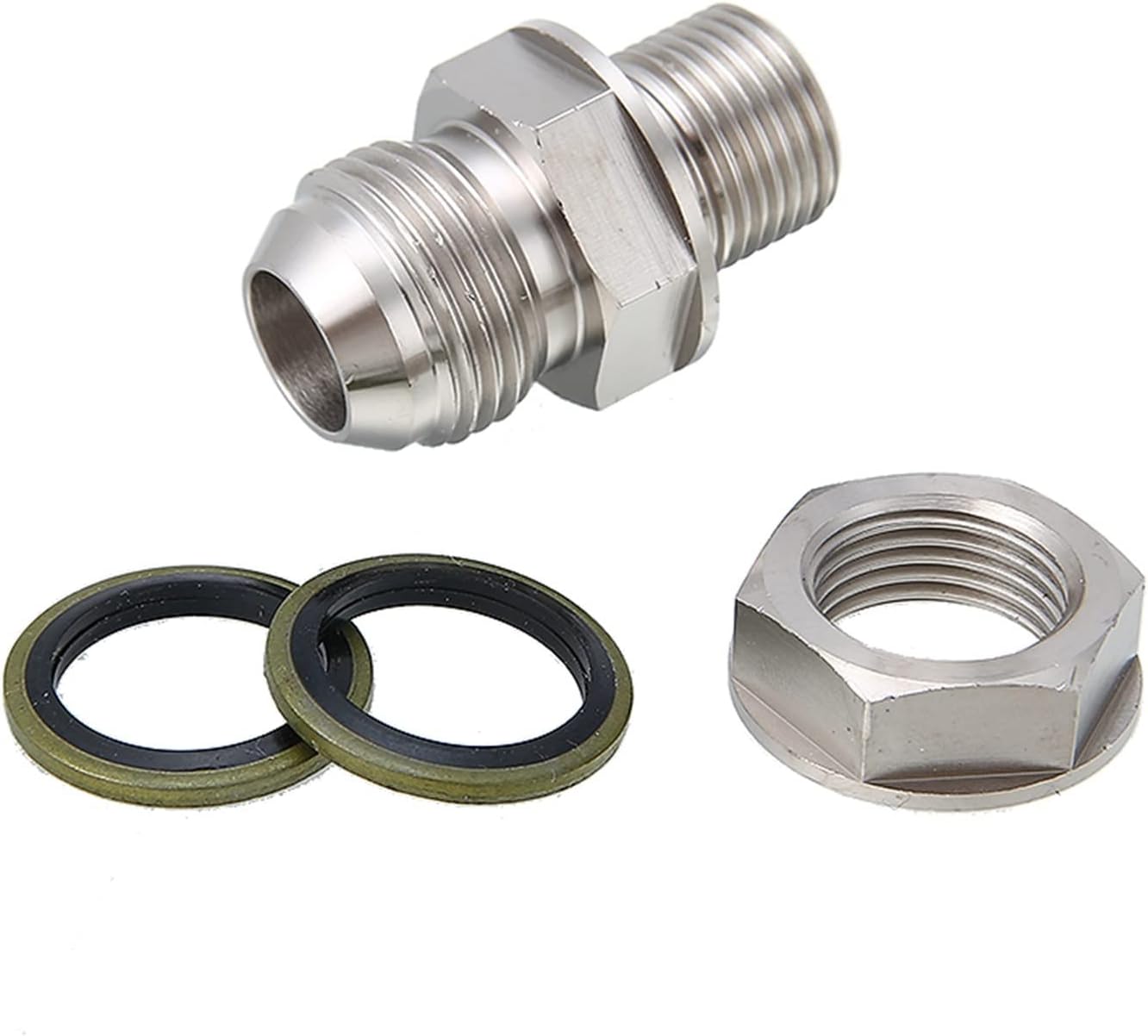 LIPING Toto Department Store 1pc Fit For Car Auto Turbo Steel Oil Pan Return Drain Adapter Bung Fitting Gasket With NBR Oil Seal 10AN-M18x1.5mm Repair Parts