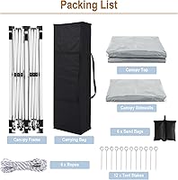 Vista 3 de Toldo desplegable blanco de 10 x 20 pies para fiestas al aire libre con 6 paredes laterales, tienda de campaña para fiesta de boda al aire libre