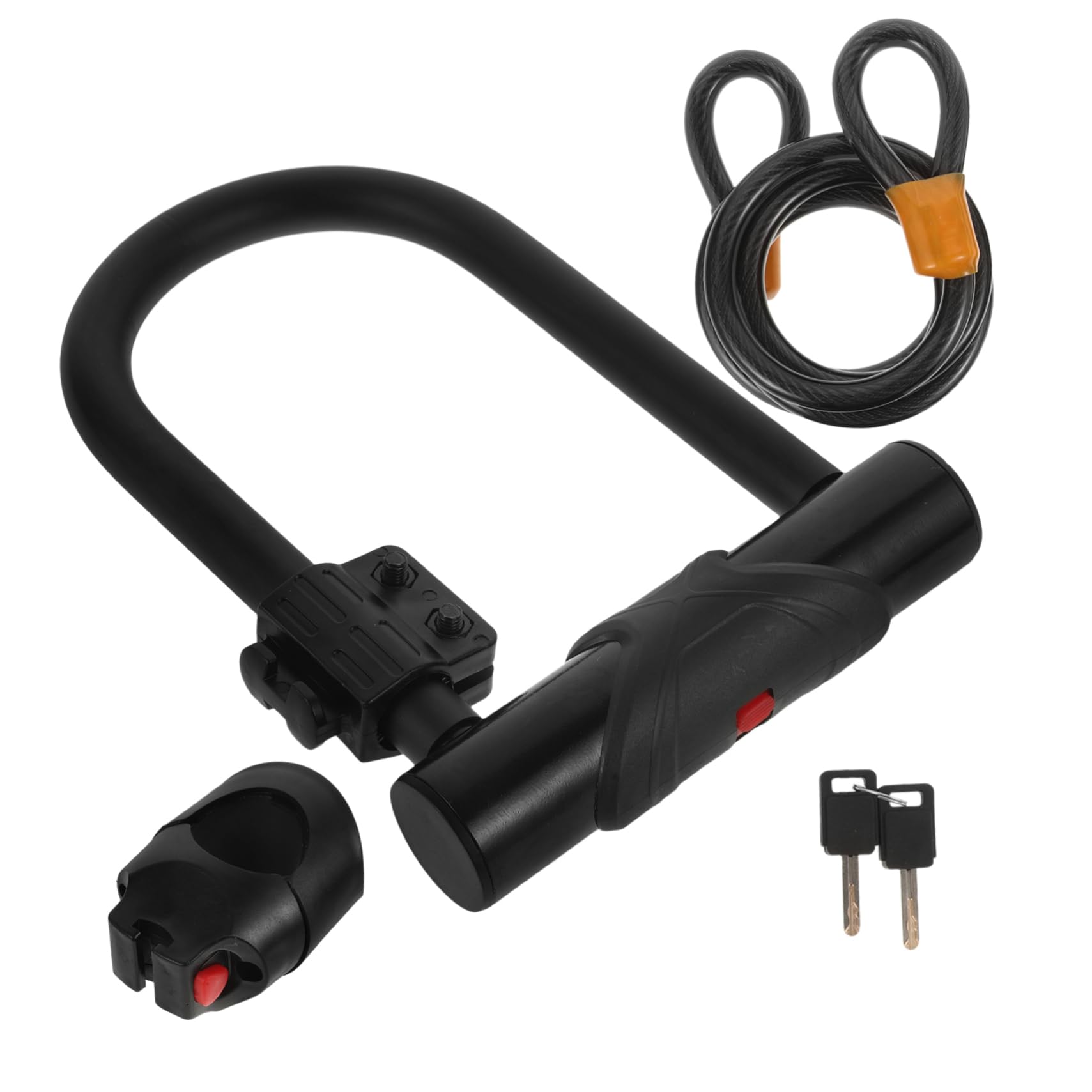 Toddmomy Heavy Duty U Lock with Steel Cable for Bicycle Security Theft Bike Lock with Key Durable Coating for Outdoor Cycling and Travel