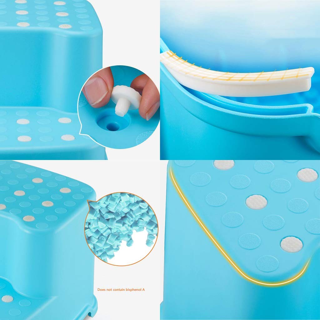 Polsterhocker, Double Level Höhe Schuhbank Wechseln Ergonomie Anti-Rutsch Unisex-Kleinkind Hockender Toilettenhocker Zum Bad Wohnzimmer (Farbe : Light Blue)