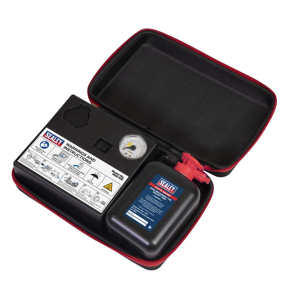 Sealey MAC10S Tyre Inflator & Emergency Puncture Sealant Kit 12V