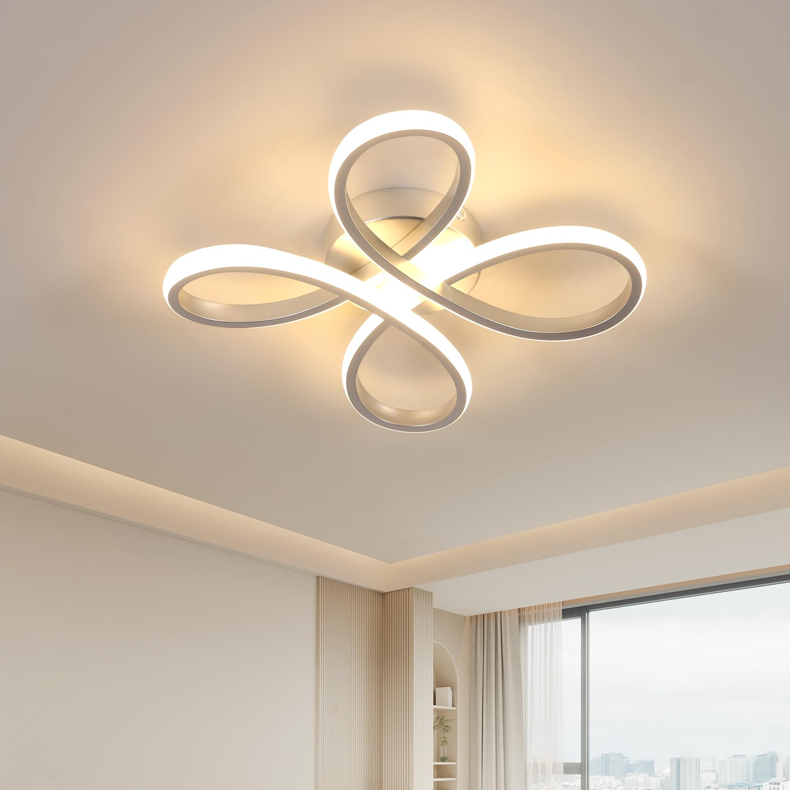 Comely Plafoniera LED Soffitto, 30 W 3500 LM Lampada da Soffitto Moderna per Camera da letto, Soggiorno, Cucina, Corridoio, Bianco Caldo 3000K, Argento