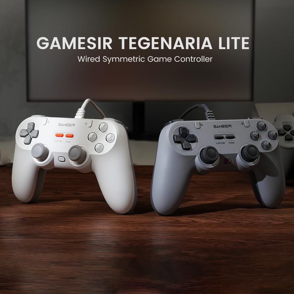 GameSir Tegenaria Lite Kabelgebundenes Gamepad – 1000Hz, Ultrageringe Latenz, Hall-Effekt-Sticks, 2 Rücken-Tasten – Switch/PC/Android/iOS – Serene White