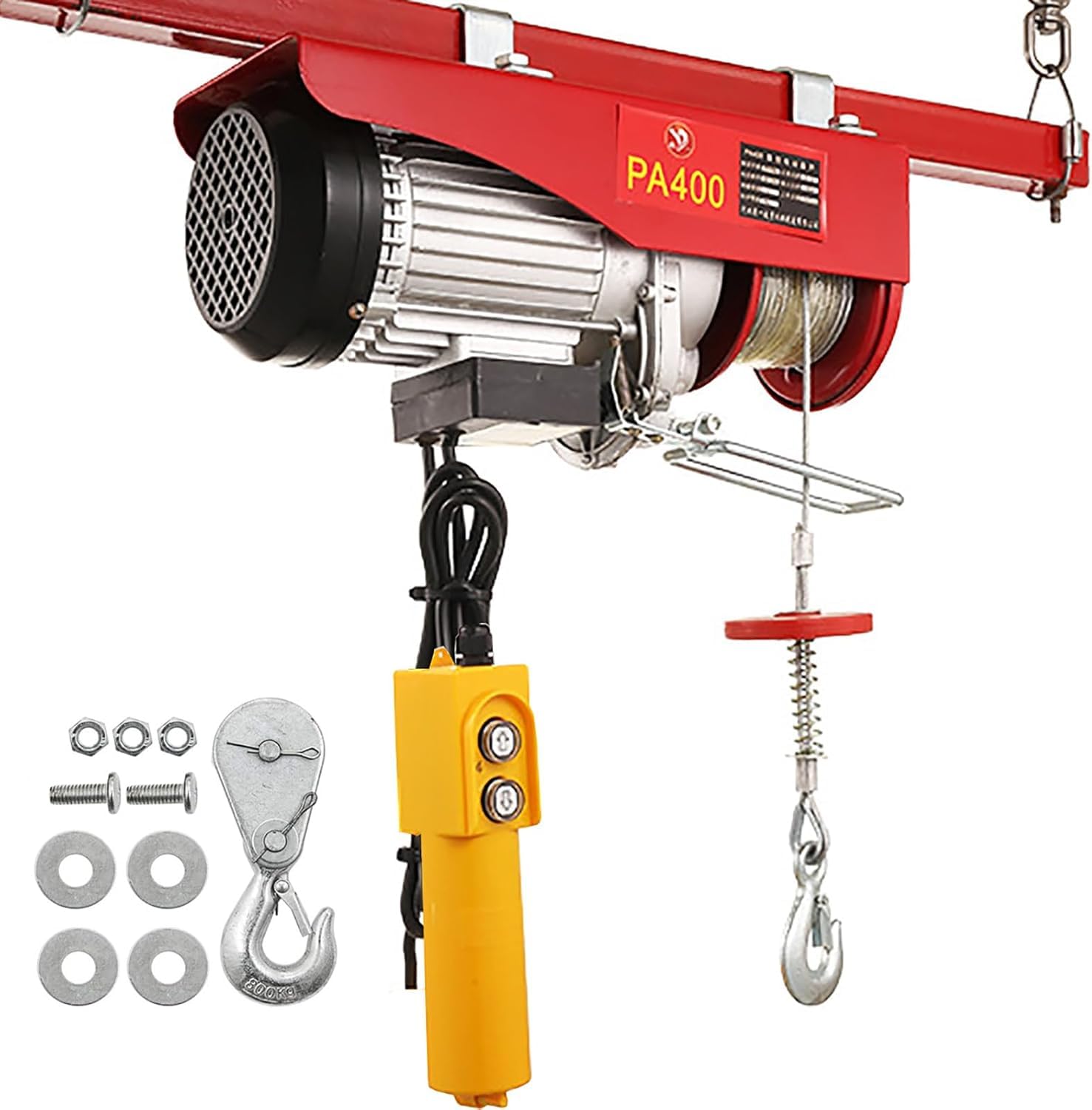 Elektrischer Hoist 20 – 1000 kg, Fernbedienung, kleiner Hebezug, 510 – 1800 W, reiner Kupfermotor, 12/20/30 m Hubhöhe, verwendet für Lager, Ladungsheben, 800 kg, 20 m