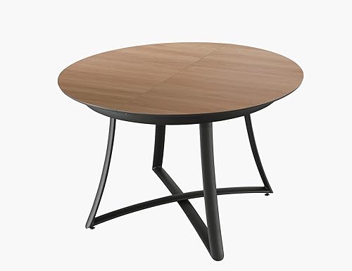 Miniatura 9 de Acanva Mesa de comedor ovaladaredonda para 6, hoja de mariposa expandible y base resistente, apta para cocina, sala de estar y apartamento, 46.5