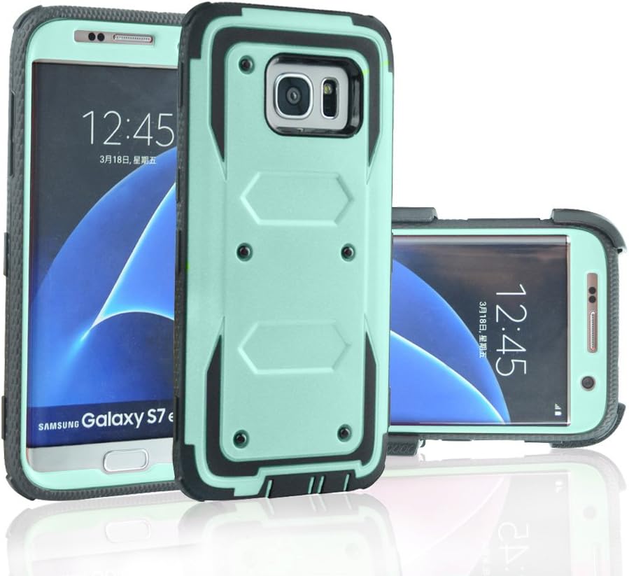 for Samsung Galaxy S7 Edge Case QAenly Creative Hybrid Case Heavy Duty Rugged Dual Layer Case with kickstand for Samsung Galaxy S7 Edge Aqua