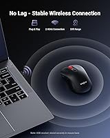 Vista 2 de USB Wireless Mouse for Laptop PC Mac, 2.4GHz Cordless Mouse with 6 Buttons, 5-Level Adjustable 4000 DPI, Ergonomic Portable Optical Computer Mice