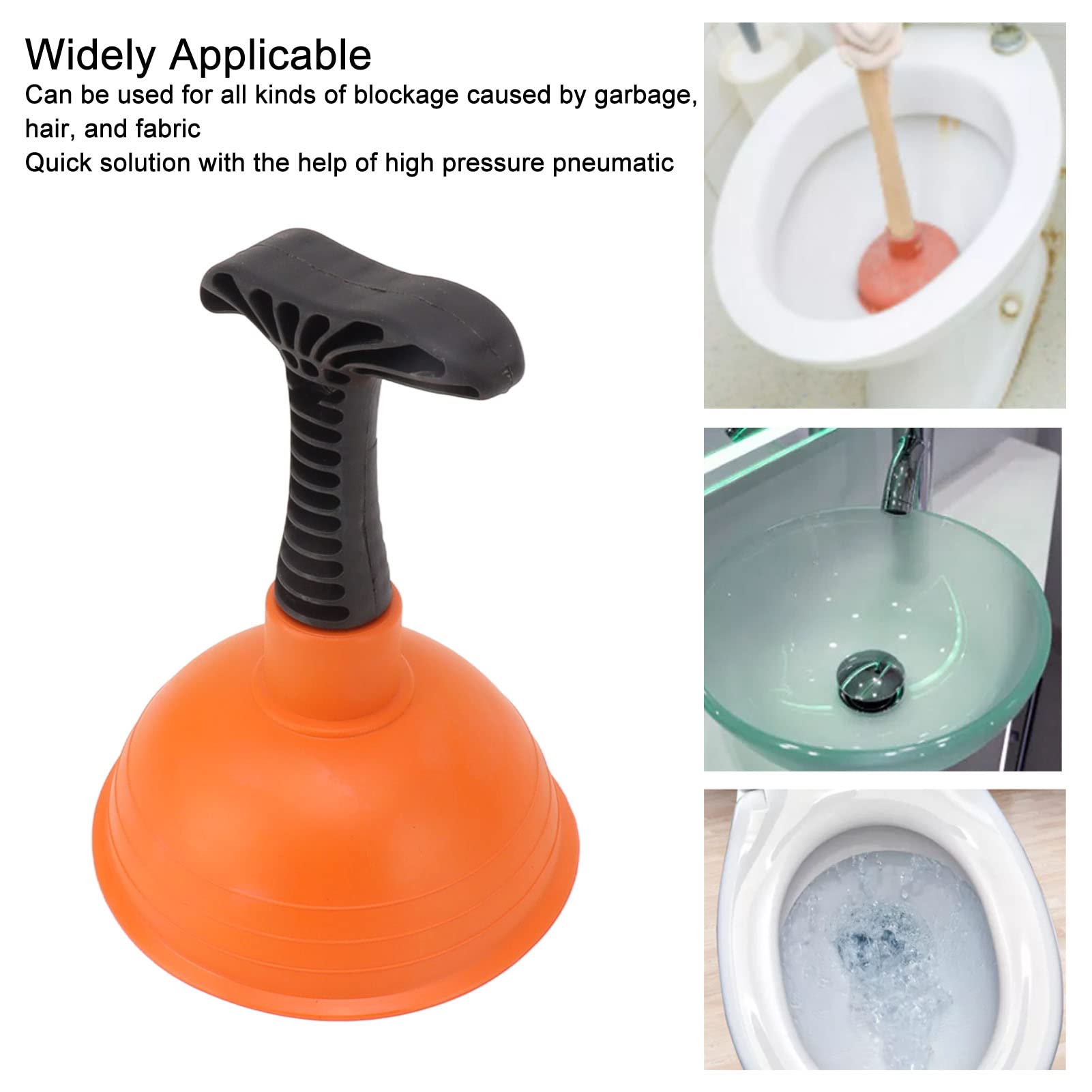 Pissente Suction for Clogged, Mini Plunger, Toilet Plunger Removal Blockages, Toilets, Bathtubs, Sinks (Type 3)