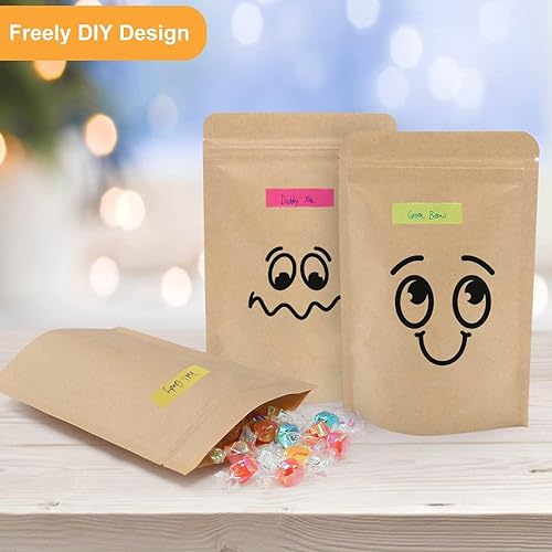 Miniatura 10 de SumDirect - Bolsas de papel kraft de 5.0 x 7.0in, 50 bolsas de papel con cierre de aluminio forradas para embalar cereales dulces galletas alimentos