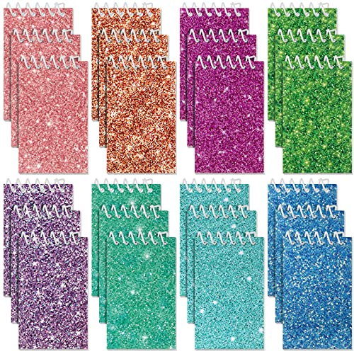 Image of Glenmal 24 Pcs Mini Notepads for Kids Party Favors Mini Tie Dye Note Pads Glitter Colorful Little Pocket Notepads for Girls Gift Classroom Rewards 20 Pages Each (Solid Color)