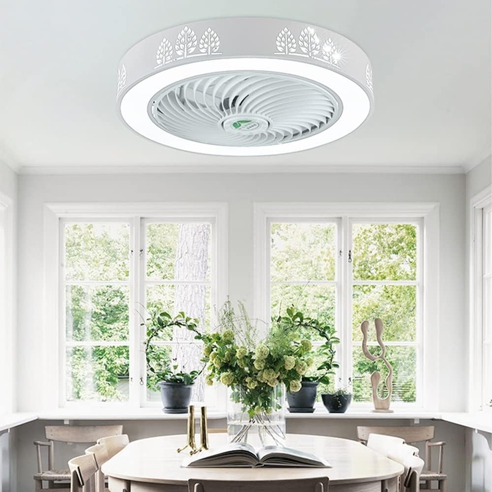 HXYSXHJUO Ceiling fan light Invisible LED Mute Fan Light with Remote Control Dimmable Indoor White 50CM Bedroom Dining Room Kitchen