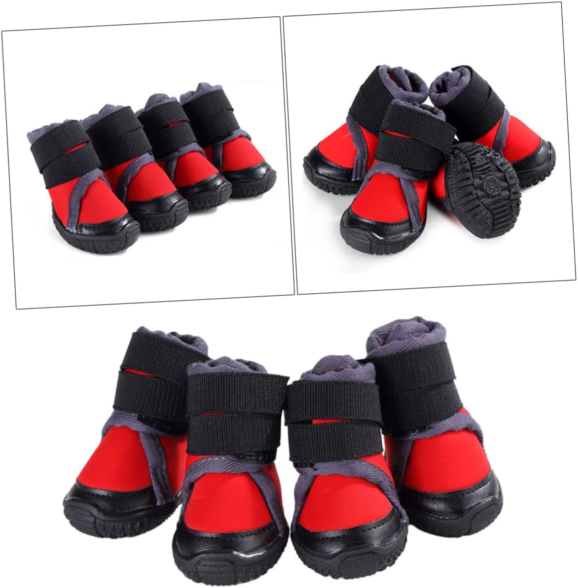 4pcs Outdoor Dog Warm Shoes for -Resistant Pet Boots Breathable for Mountain Climbing Red