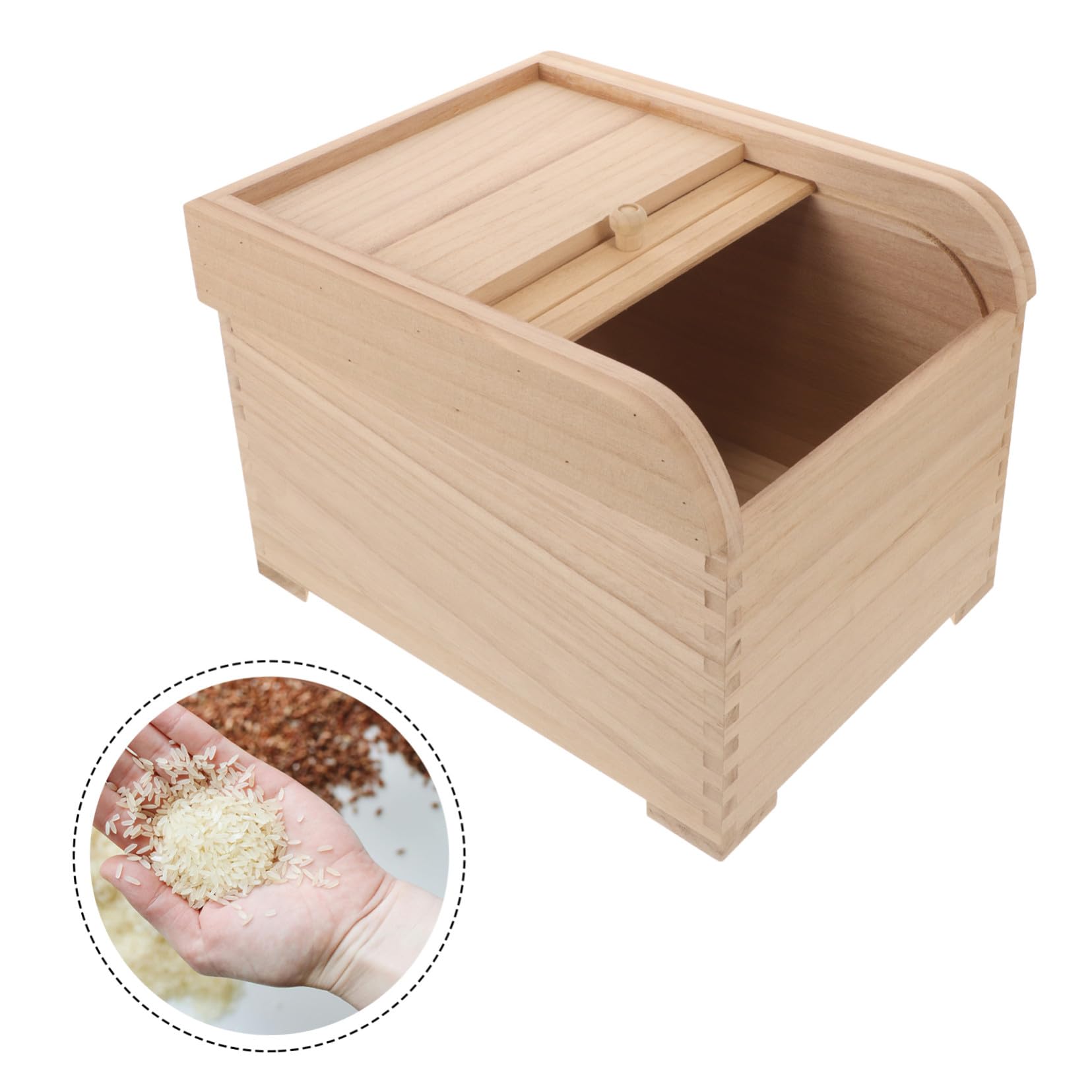 Boîte de Rangement à Riz en Bois Massif 5kg, Hermétique