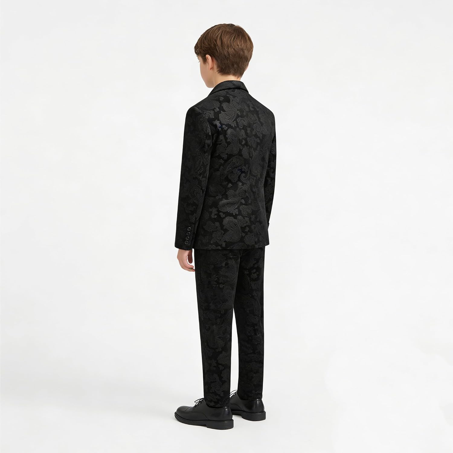 Lamgool Boys Tuxedo Suit Paisley Floral Kids Formal Set Slim Fit 3 Pieces with Jacket Shirt Pant for Sneaker Ball Prom