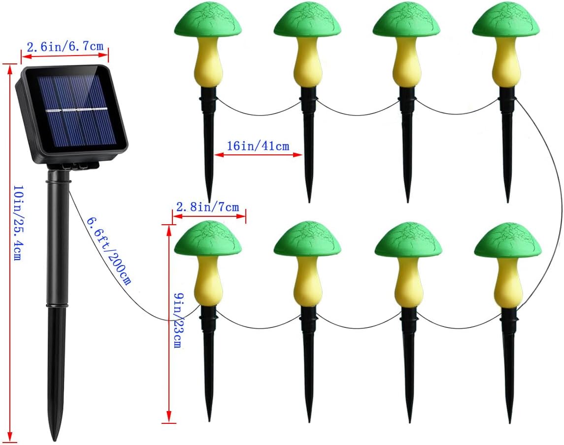 Solar Mushroom Lights Garden Decor 8 Green Crack Mushrooms Outdoor Decor Stake Lights Waterproof Solar Pathway Light Gardening Gifts for St Patrick's Day Easter Gnomes Yard Halloween Xmas Decorations thumbnail 7