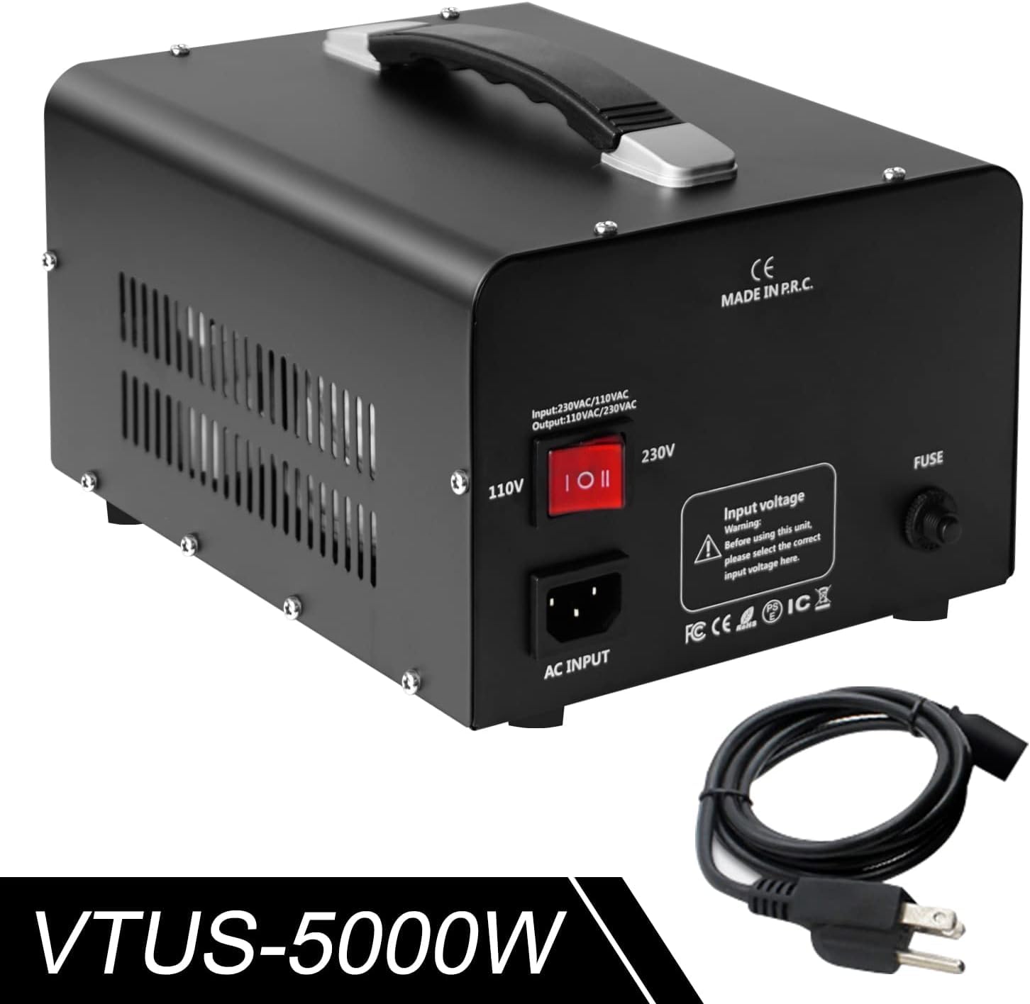 LVYUAN 5000 Watt Voltage Converter Transformer Heavy Duty Step Up/Down AC 110V/120V/220V/240V Power Converter With 3 US Outlets, 3 Universal Outlets, Resettable Circuit Breaker Protection