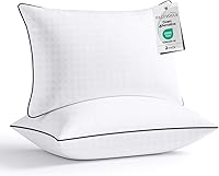 JOLLYVOGUE Queen Size Pillows Set of 2 - Hotel Collection Fluffy Supportive Bed Pillows for Side Back Stomach Sleepers Down Alternative Microfiber