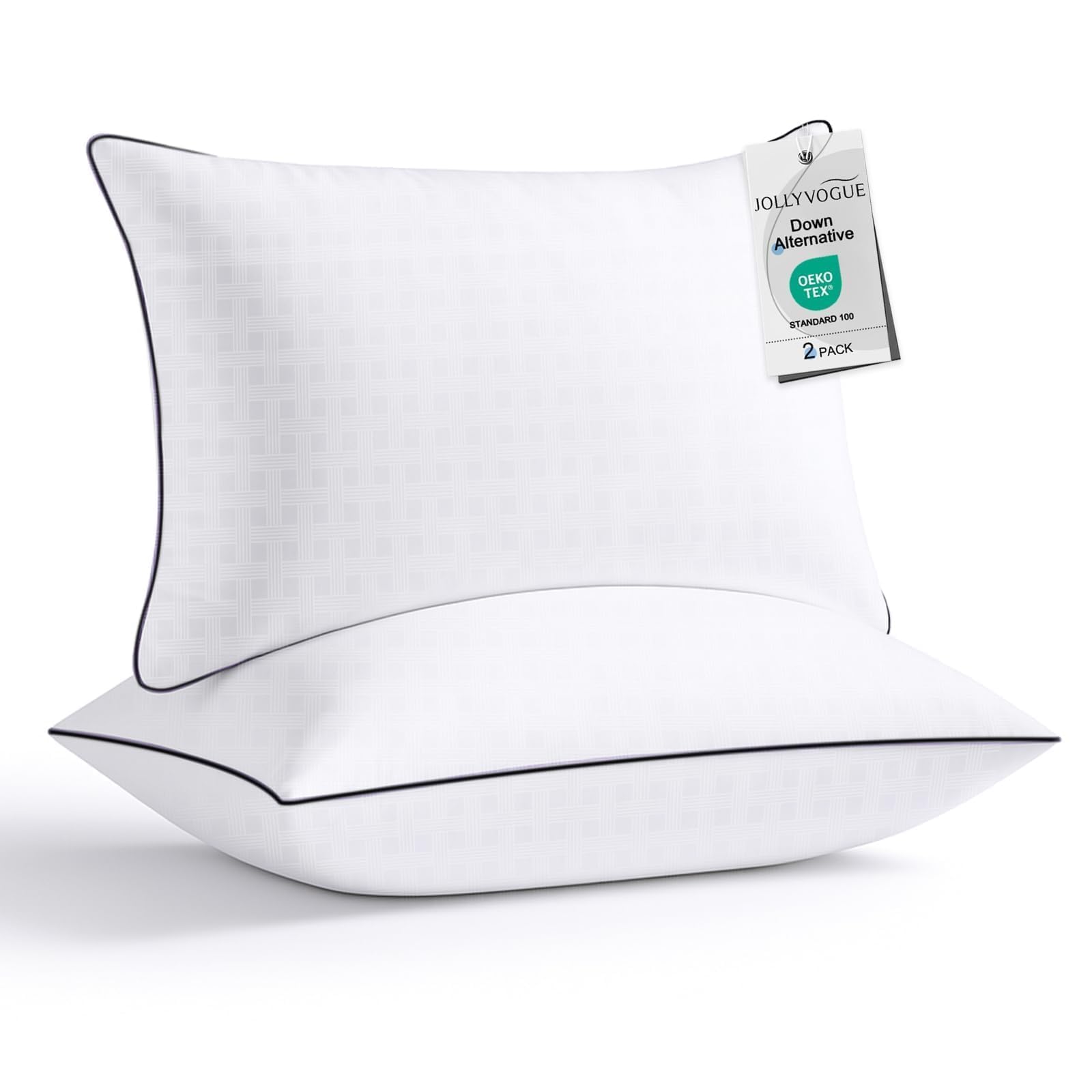 JOLLYVOGUE Pillows Queen Size Set of 2 Hotel Collection Bed Pillows for Side Back and Stomach Sleepers Fluffy
