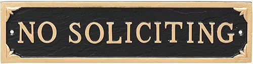 Montague Metal Products Letrero de placa de declaración de "No Soliciting State" de 11" x 2.75" - NegroOro
