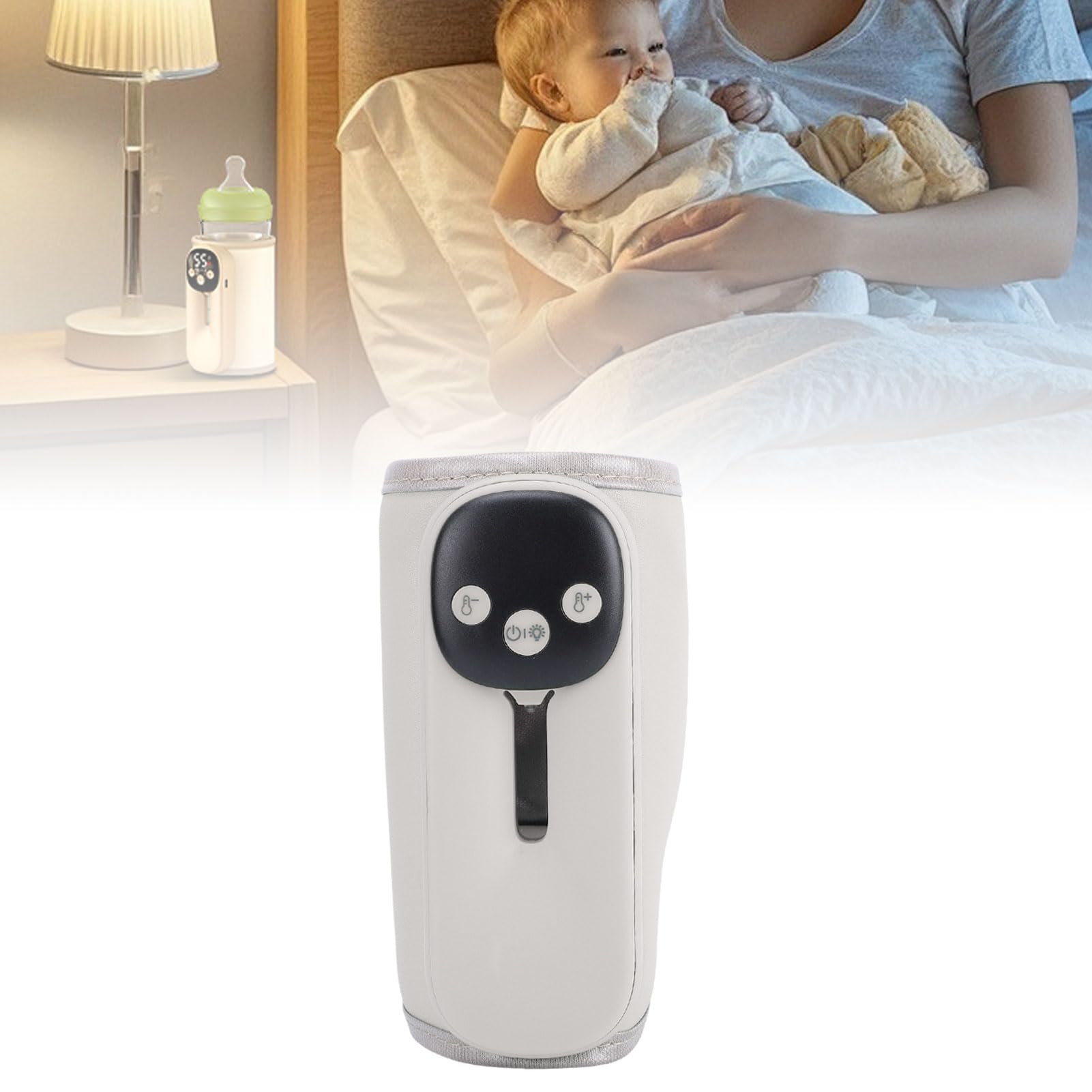 RiToEasysports Scaldabiberon per Senza Fili, Riscaldatore Portatile con Display Digitale con 11 Impostazioni di Temperatura 35°C-55°C Luce Notturna con Riscaldamento a 360° per l'alimentazione in