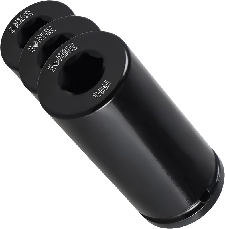 Soquete de Impacto para Parafuso do Virabrequim EVRBUL 17 mm, Encaixe 1/2" 6 Pontas – Kit com 3 unidades